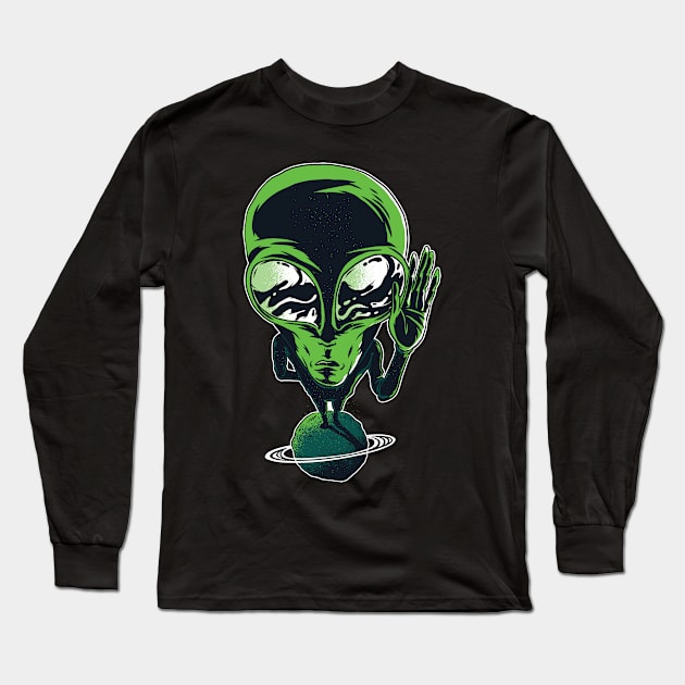 Alien on Planet Long Sleeve T-Shirt by EarlAdrian